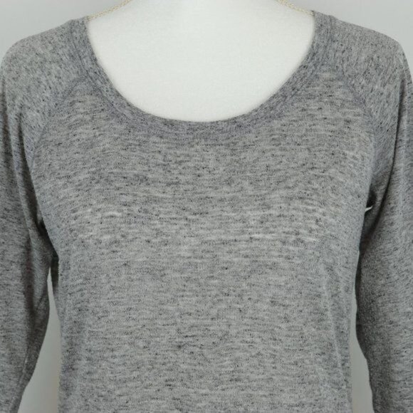 Athleta Women's Small Gray Linen Blend Scoop Neck 3/4 Sleeve Knit Blouse - Picture 2 of 9
